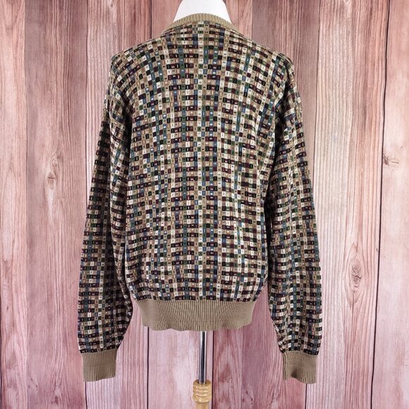 Vtg Tricots St Raphael Sweater Men XL Geometric Abstract Grandpa Coogi Style USA - Picture 6 of 16